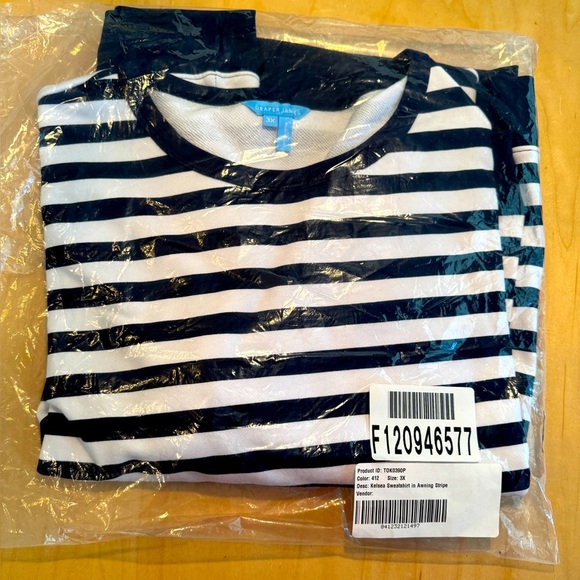 Draper James - Kelsea Sweatshirt - Awning Stripe Navy & White 3X -22/24 - NWT - Picture 2 of 5